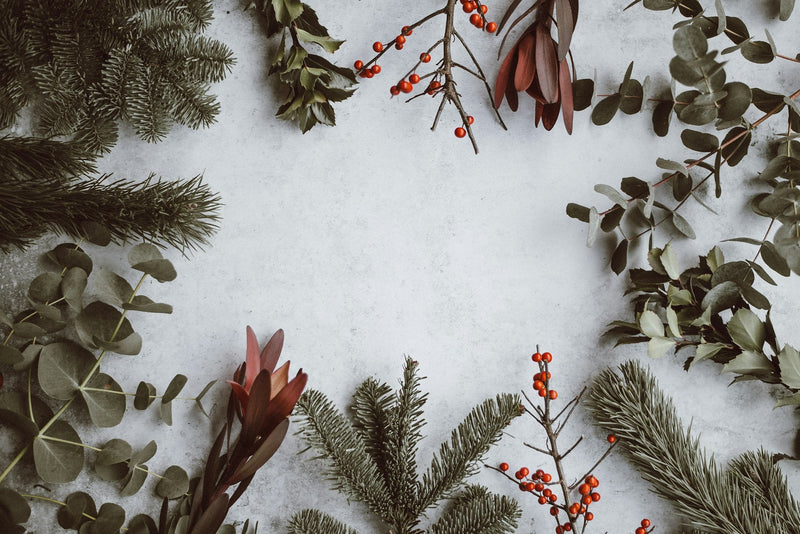 Pine branches and red berries, personalized Christmas gifts