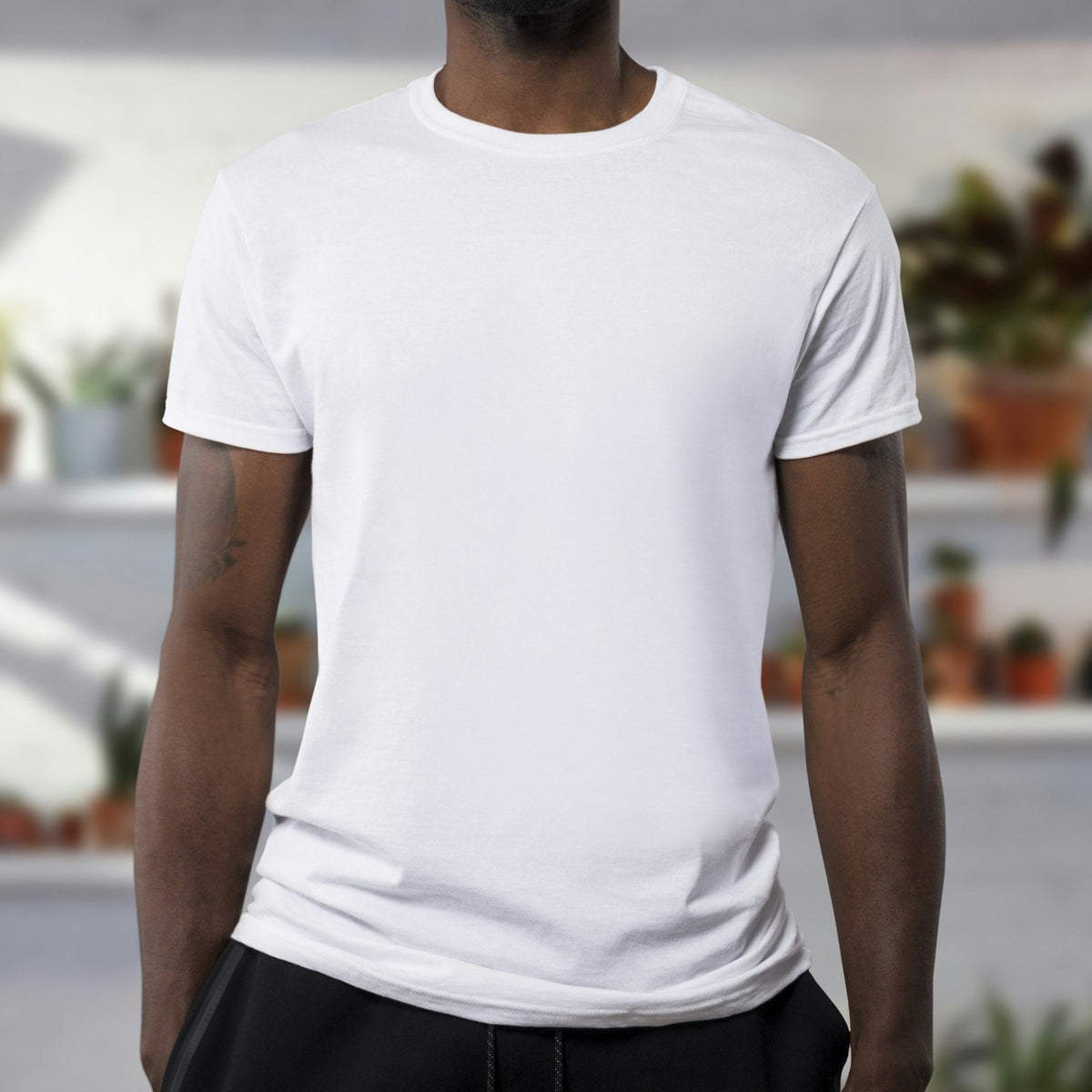 Personalized apparel: a white t-shirt ready for a custom photo print