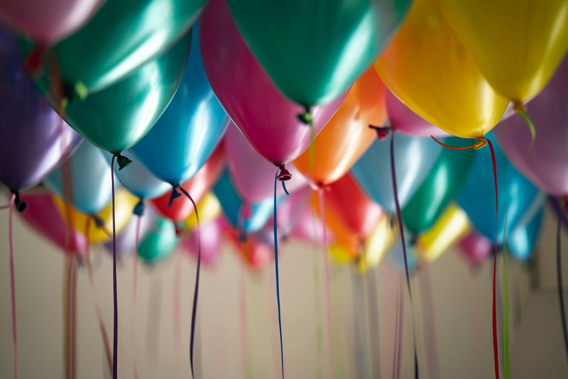 Colorful birthday balloons, personalized birthday gifts