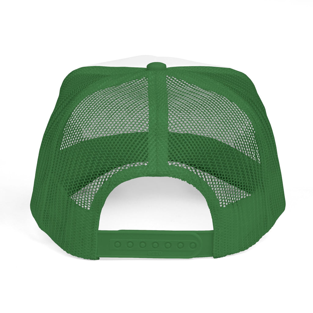 Roadside Trucker Cap, personalized trucker hat with a custom photo and name, Black, front view