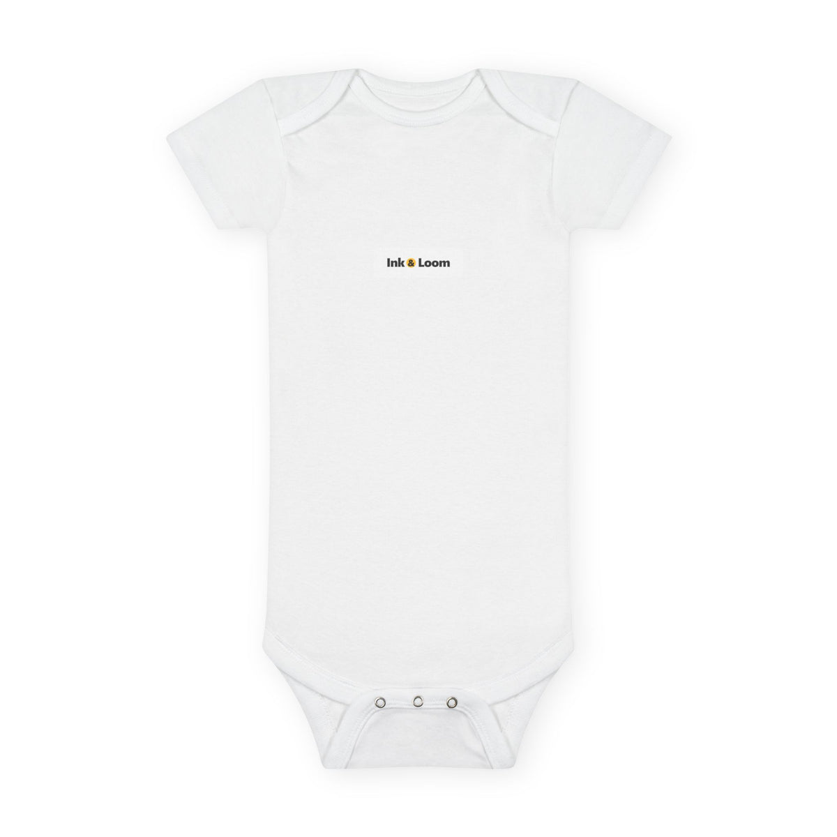 First Snuggles Baby Bodysuit, personalized baby bodysuit with a custom photo and name, White, front view