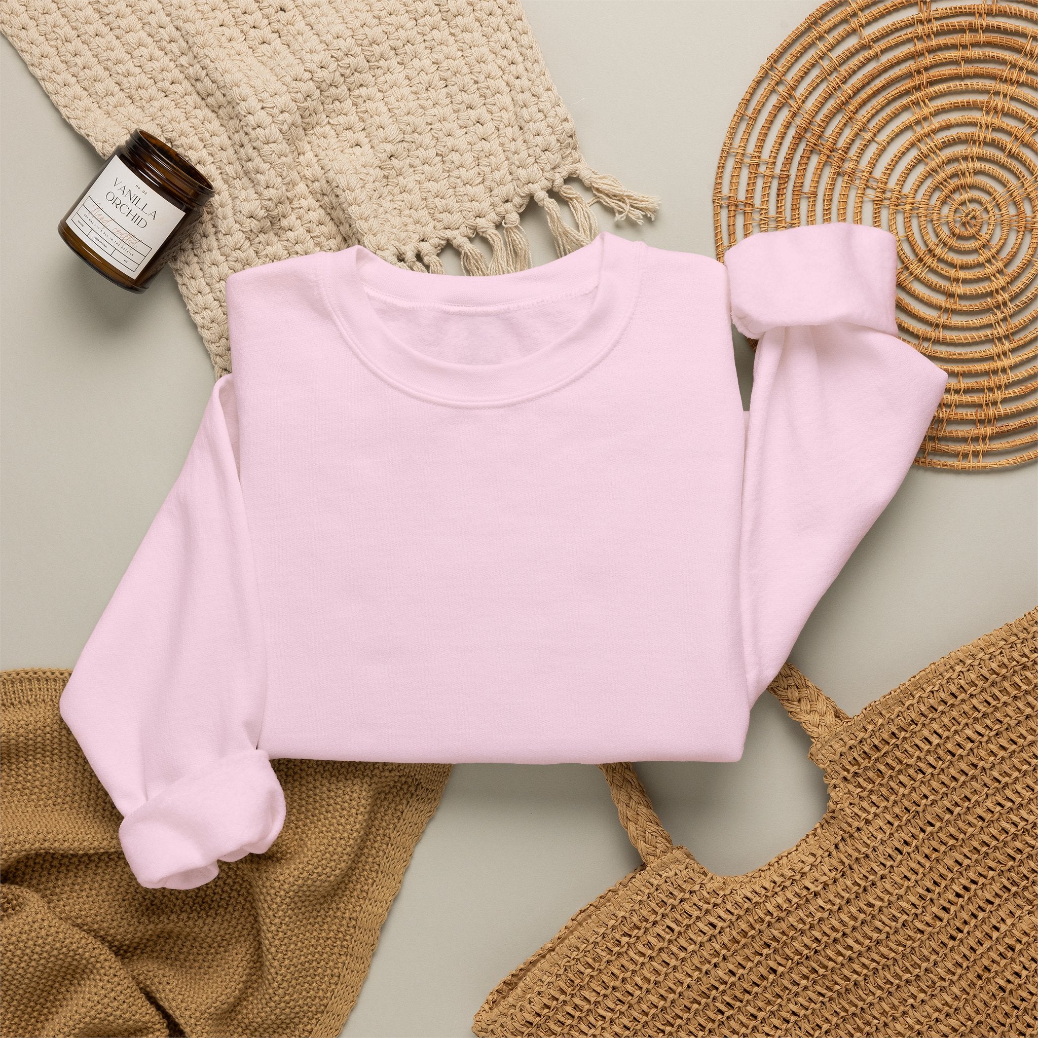 Cozy Crewneck Sweatshirt, personalized crewneck sweatshirt with a custom photo and name, Heliconia, front view