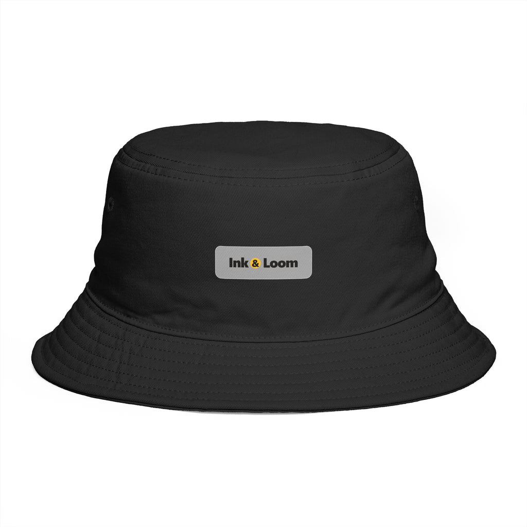 Sunny Days Bucket Hat, Dark Colors, personalized bucket hat with a custom photo and name, Black, front view