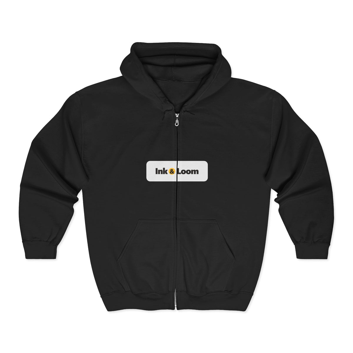 Open Road Full Zip Hoodie, Dark Colors, personalized full zip hoodie with a custom photo and name, Black, front view