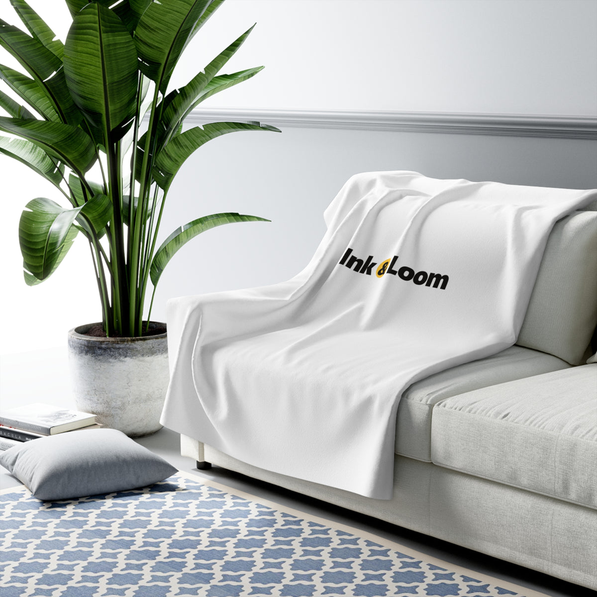 Snug Sherpa Fleece Blanket, personalized sherpa fleece blanket with a custom photo and name, front view