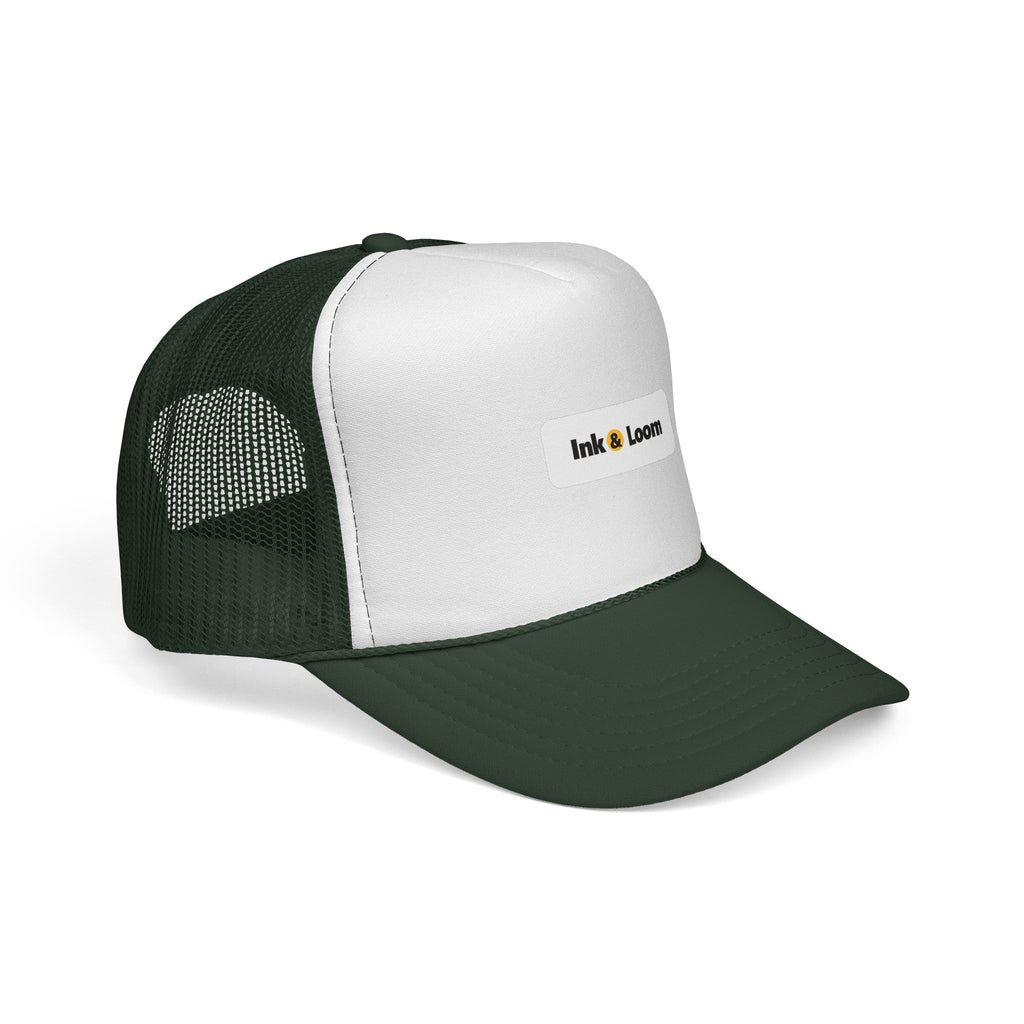 Roadside Trucker Cap, personalized trucker hat with a custom photo and name, Dark Navy, front view