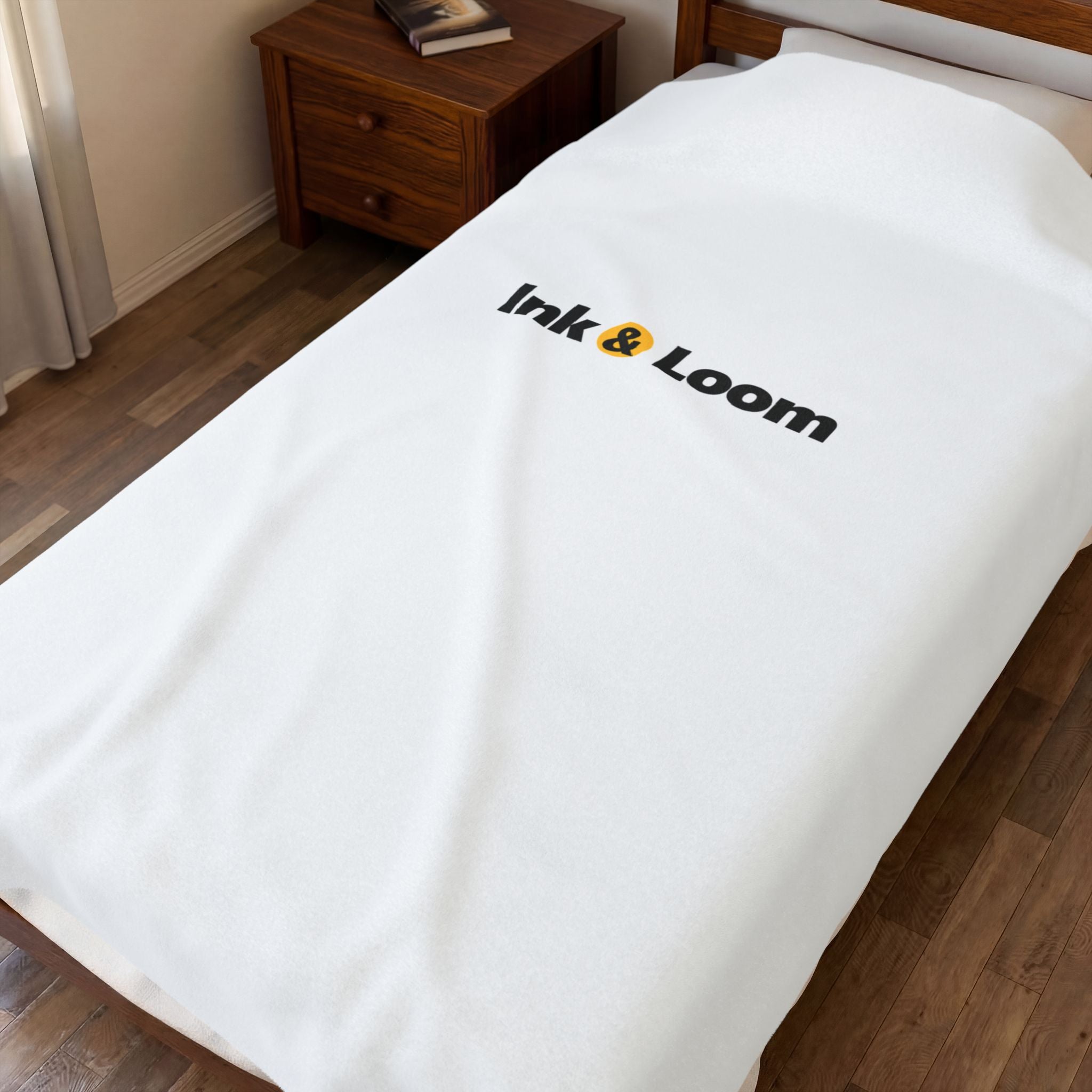 Velvet Touch Plush Blanket, personalized velveteen plush blanket with a custom photo and name, front view