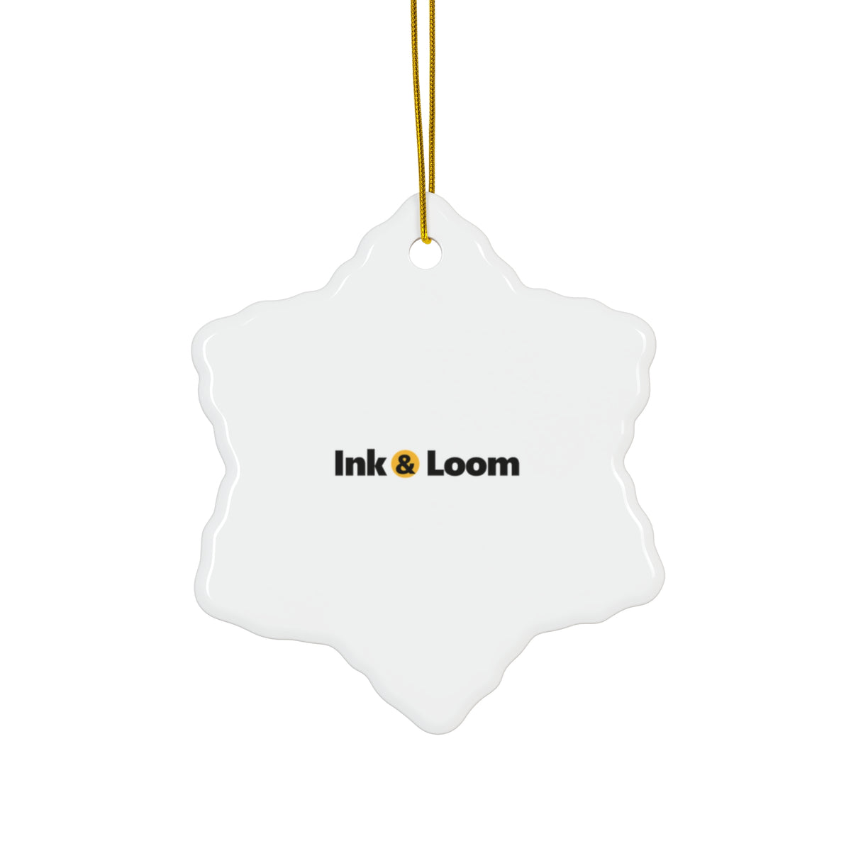 Forever Photo Ornament, personalized ceramic ornament with a custom photo and name, front view