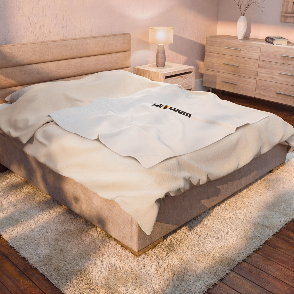 Velvet Touch Plush Blanket, personalized velveteen plush blanket with a custom photo and name, front view