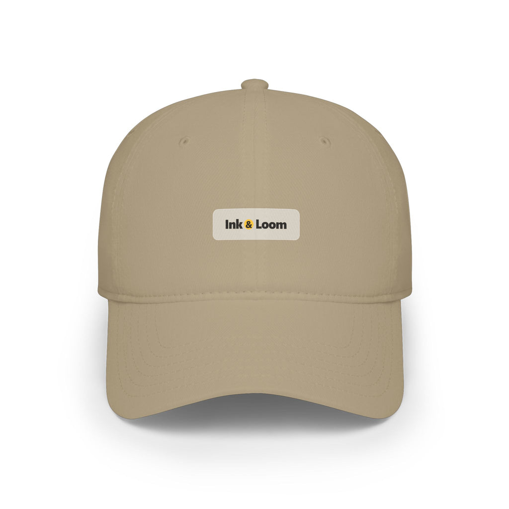 Classic Low Profile Cap, personalized dad hat with a custom photo and name, Khaki, front view
