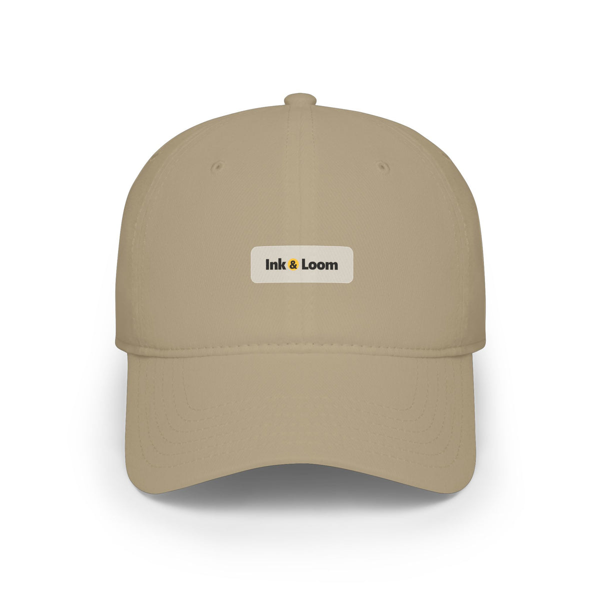 Classic Low Profile Cap, personalized dad hat with a custom photo and name, Khaki, front view