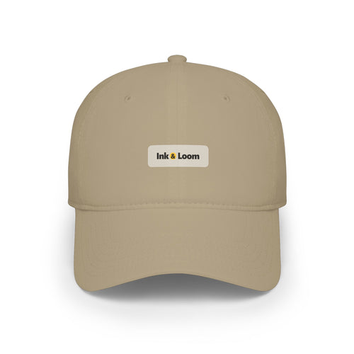 Classic Low Profile Cap, personalized dad hat with a custom photo and name, Khaki, front view