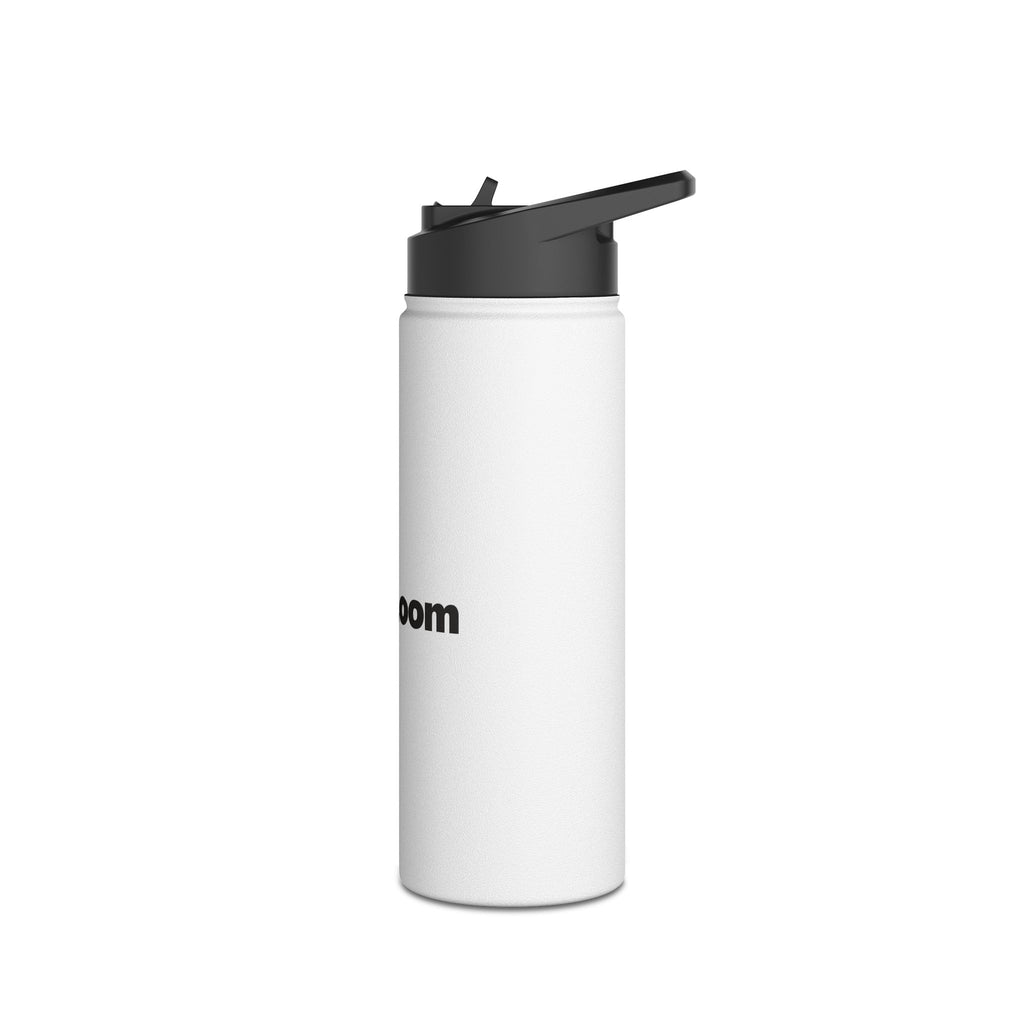 Trailhead Water Bottle, personalized stainless water bottle with a custom photo and name, White, front view