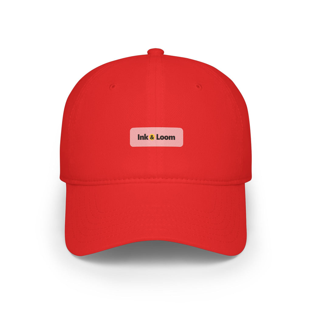 Classic Low Profile Cap, Dark Colors, personalized dad hat with a custom photo and name, Red, front view