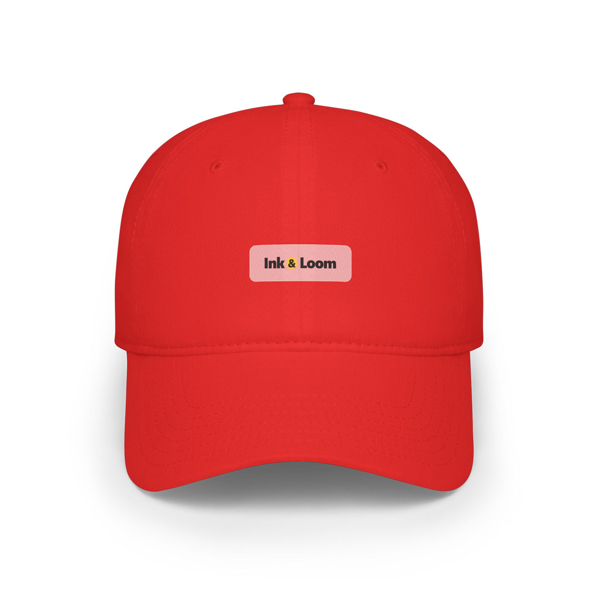 Classic Low Profile Cap, Dark Colors, personalized dad hat with a custom photo and name, Red, front view