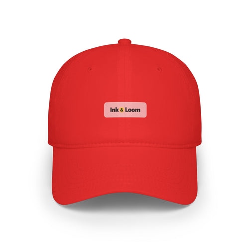 Classic Low Profile Cap, Dark Colors, personalized dad hat with a custom photo and name, Red, front view
