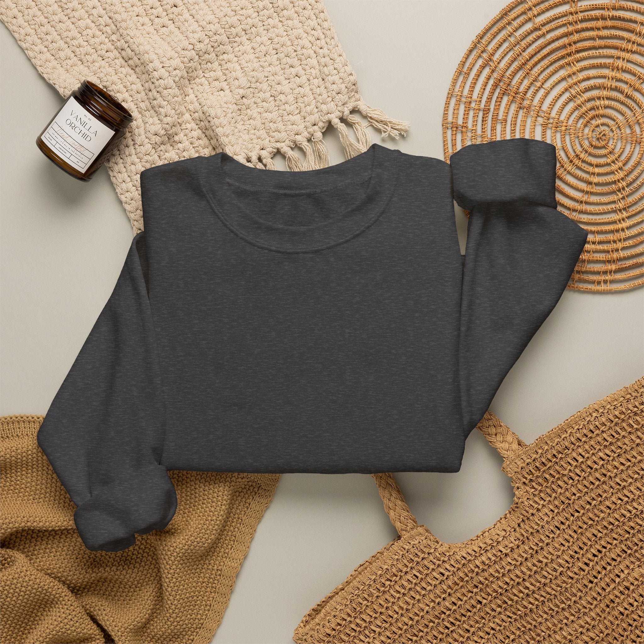 Cozy Crewneck Sweatshirt, Dark Colors, personalized crewneck sweatshirt with a custom photo and name, Navy, front view