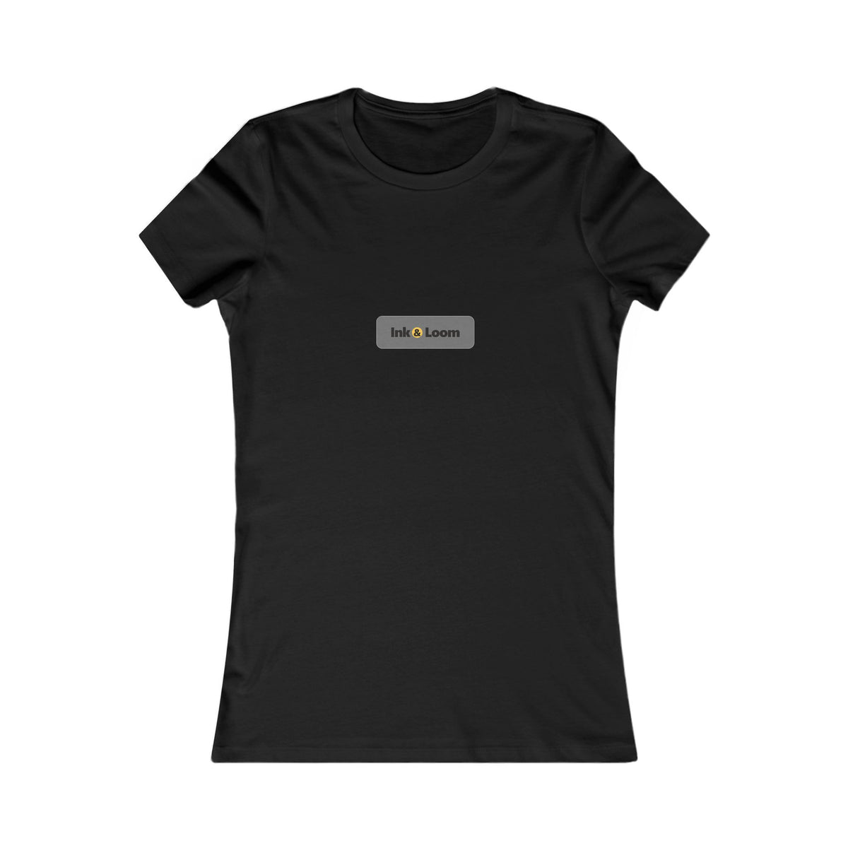 Her Favorite Fitted Tee, Dark Colors, personalized women's fitted t-shirt with a custom photo and name, Black, front view