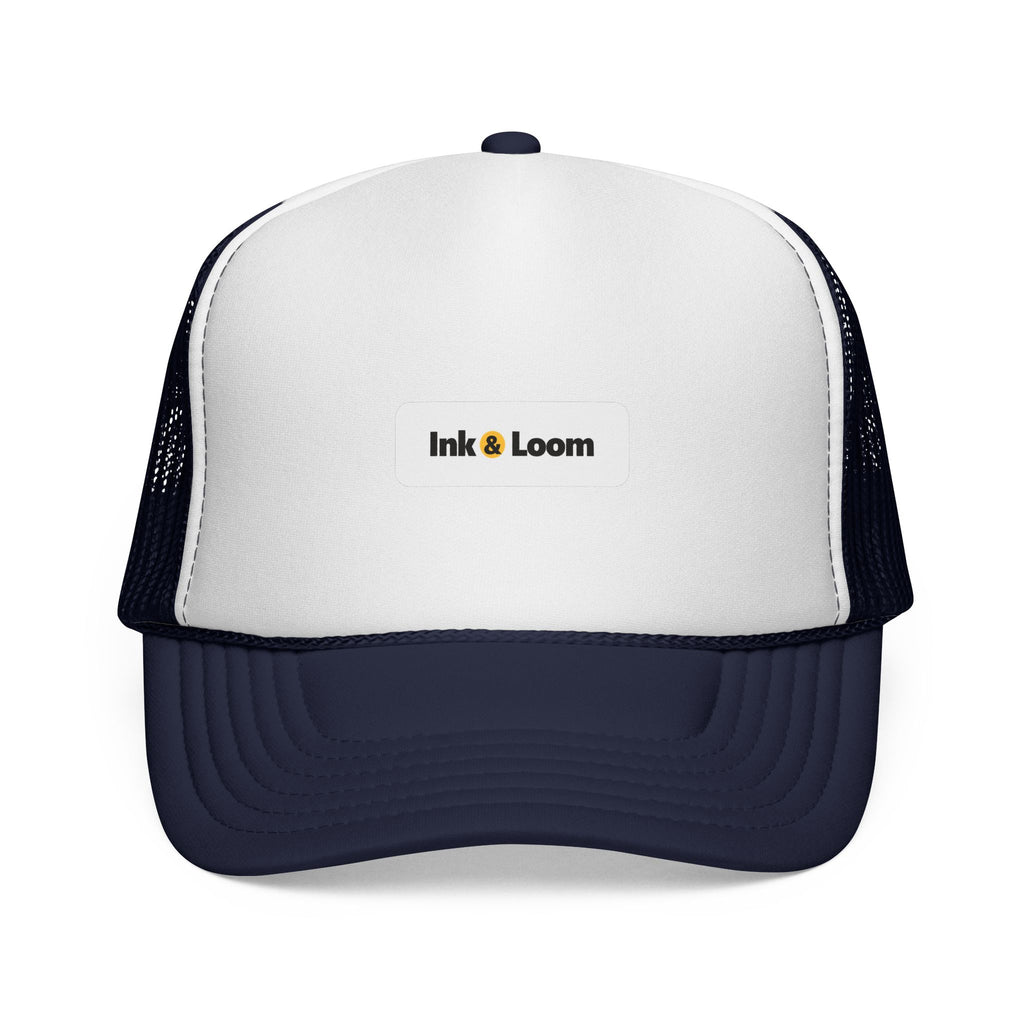 Roadside Trucker Cap, personalized trucker hat with a custom photo and name, Pink, front view
