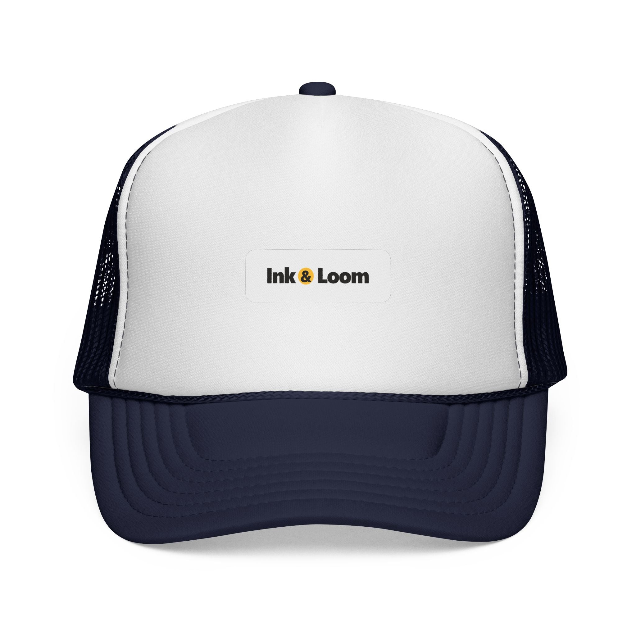 Roadside Trucker Cap, personalized trucker hat with a custom photo and name, Pink, front view