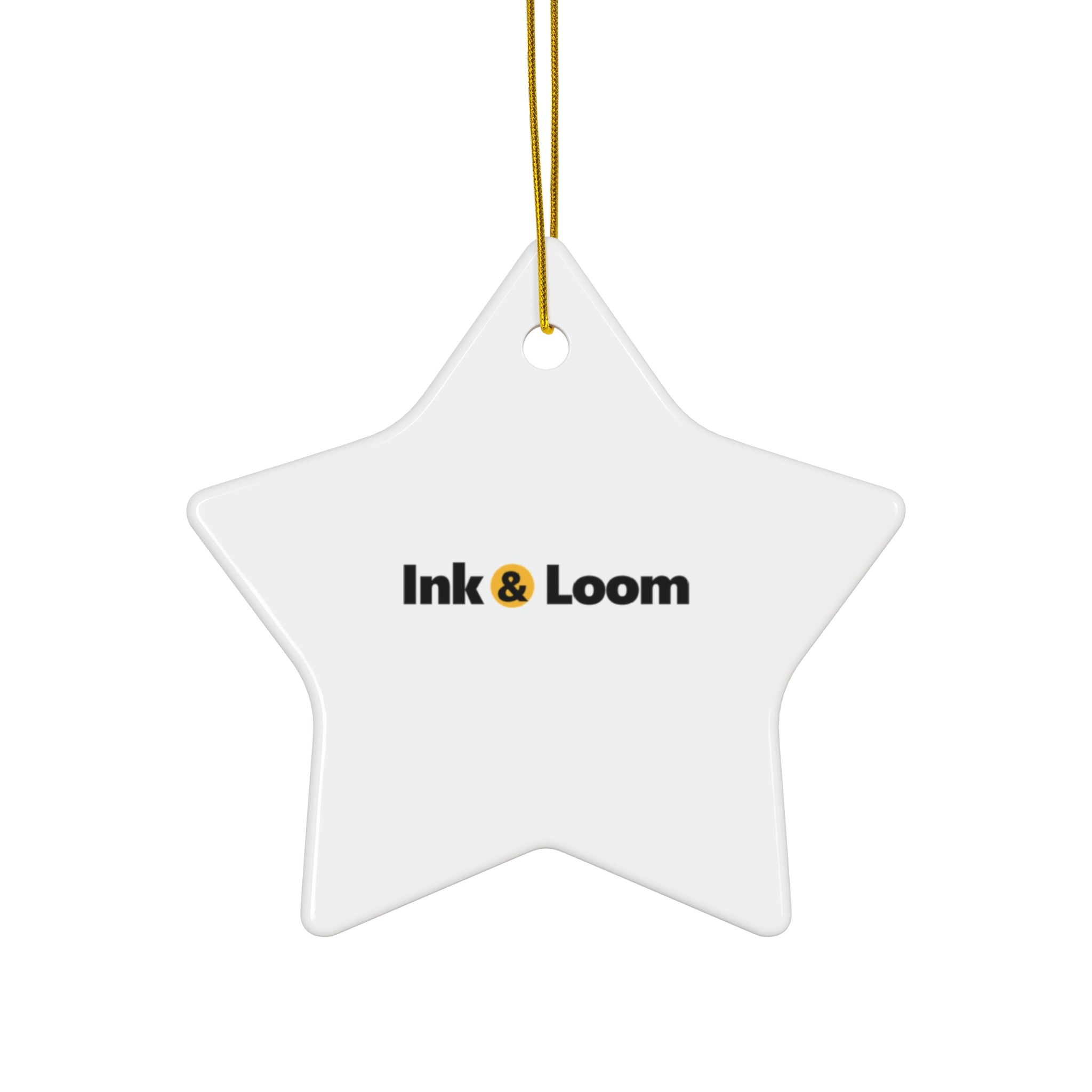 Forever Photo Ornament, personalized ceramic ornament with a custom photo and name, front view