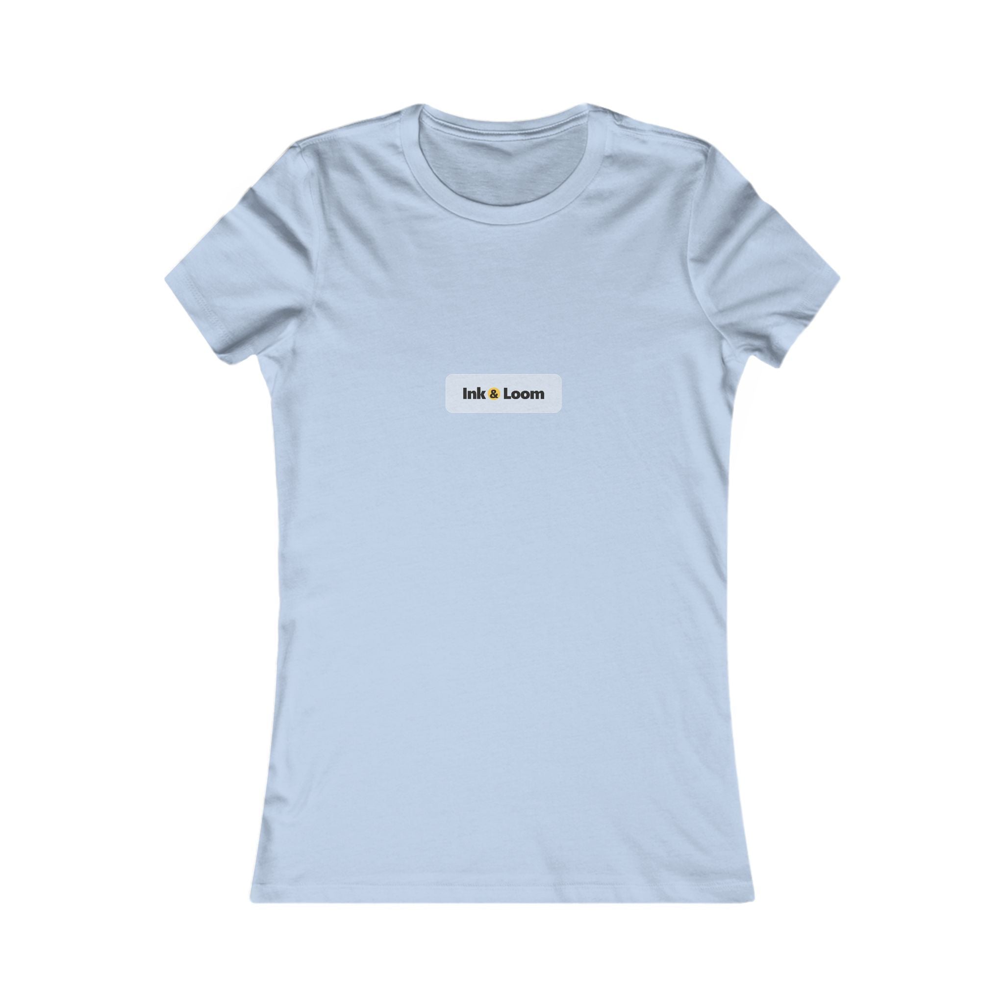 Her Favorite Fitted Tee, personalized women's fitted t-shirt with a custom photo and name, Baby Blue, front view