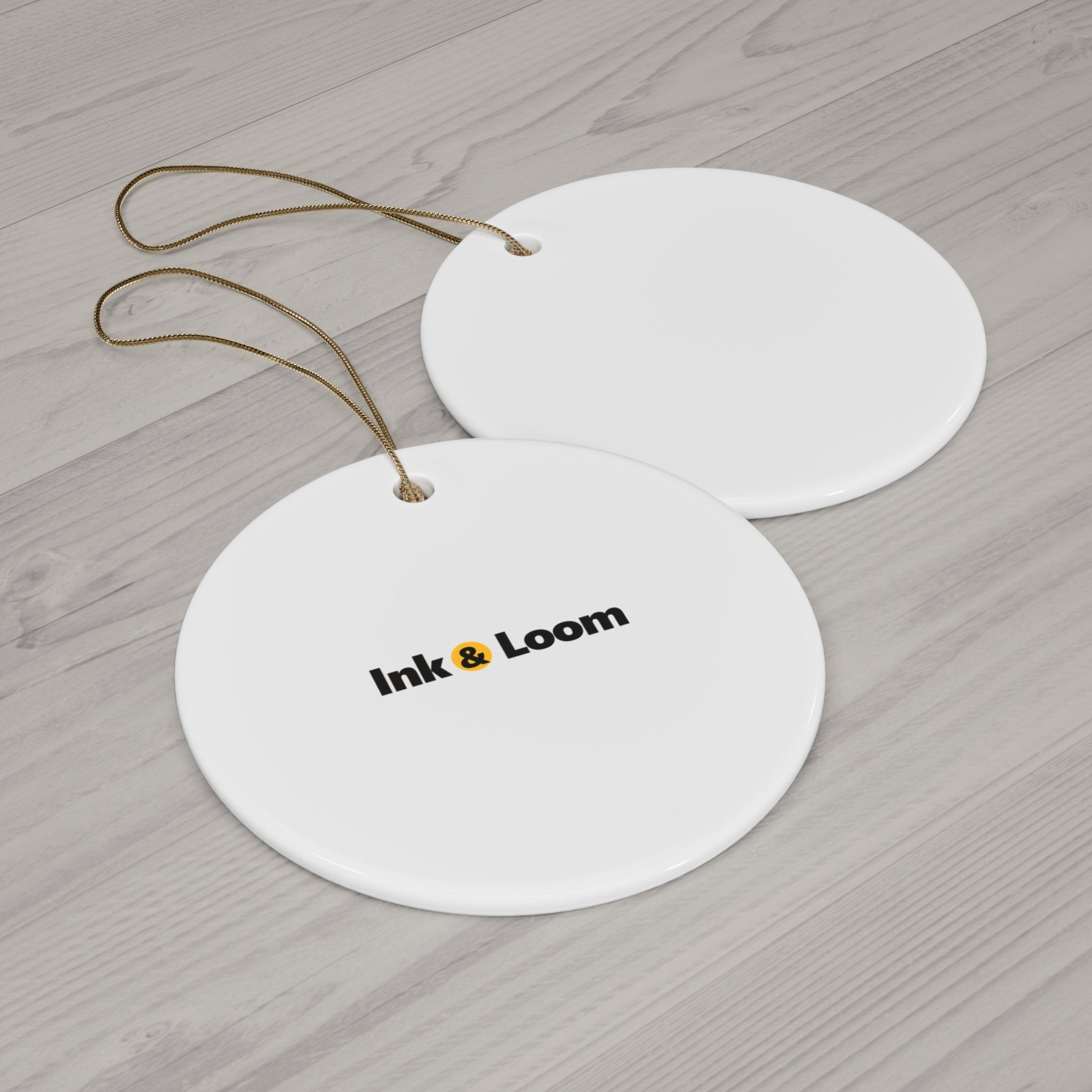 Forever Photo Ornament, personalized ceramic ornament with a custom photo and name, front view