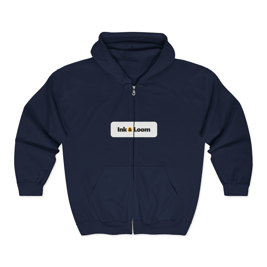 Open Road Full Zip Hoodie, Dark Colors, personalized full zip hoodie with a custom photo and name, Black, worn, front view