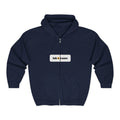 Open Road Full Zip Hoodie, Dark Colors, personalized full zip hoodie with a custom photo and name, Black, worn, front view