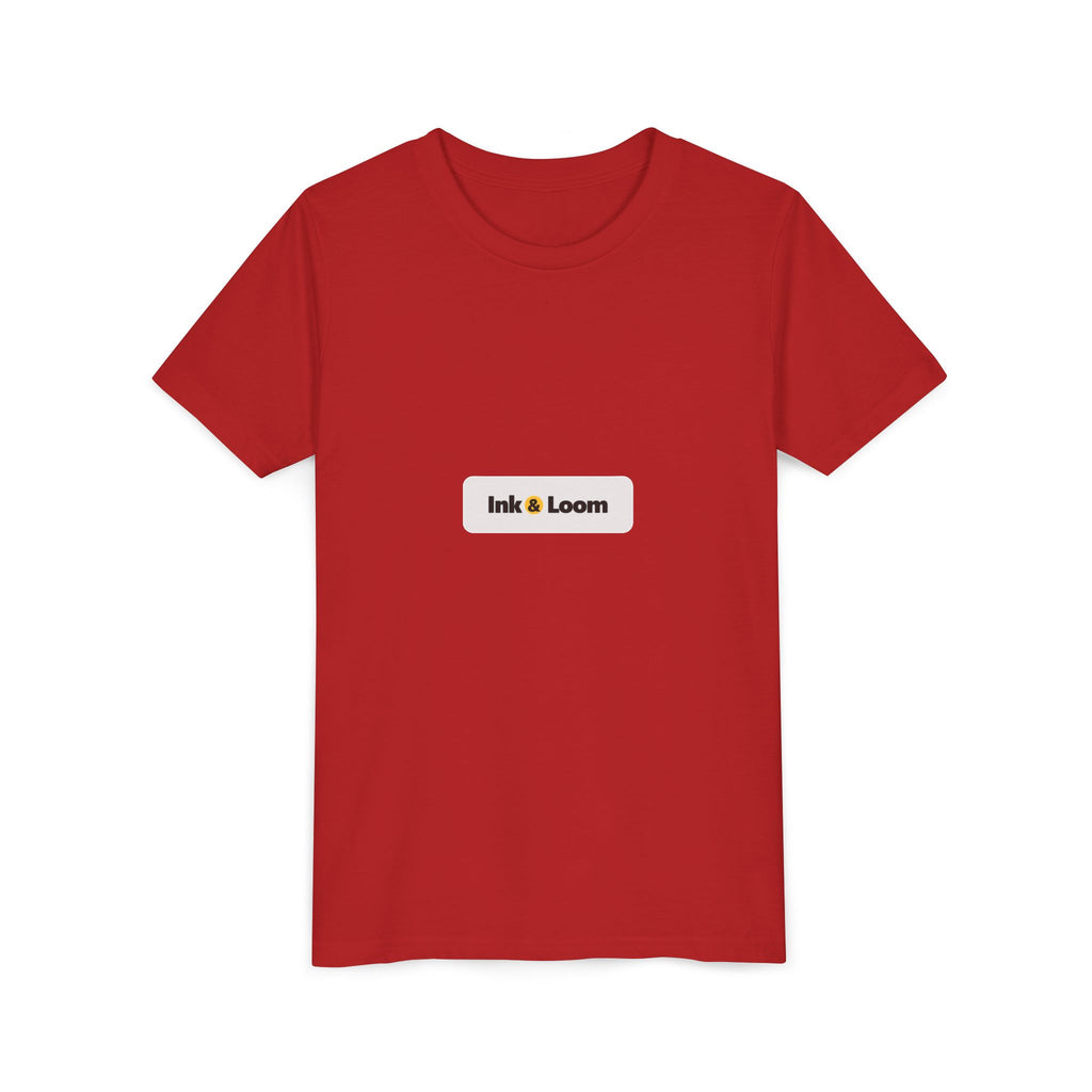 Little Legend Youth Tee, Dark Colors, personalized kids t-shirt with a custom photo and name, Red, worn, front view