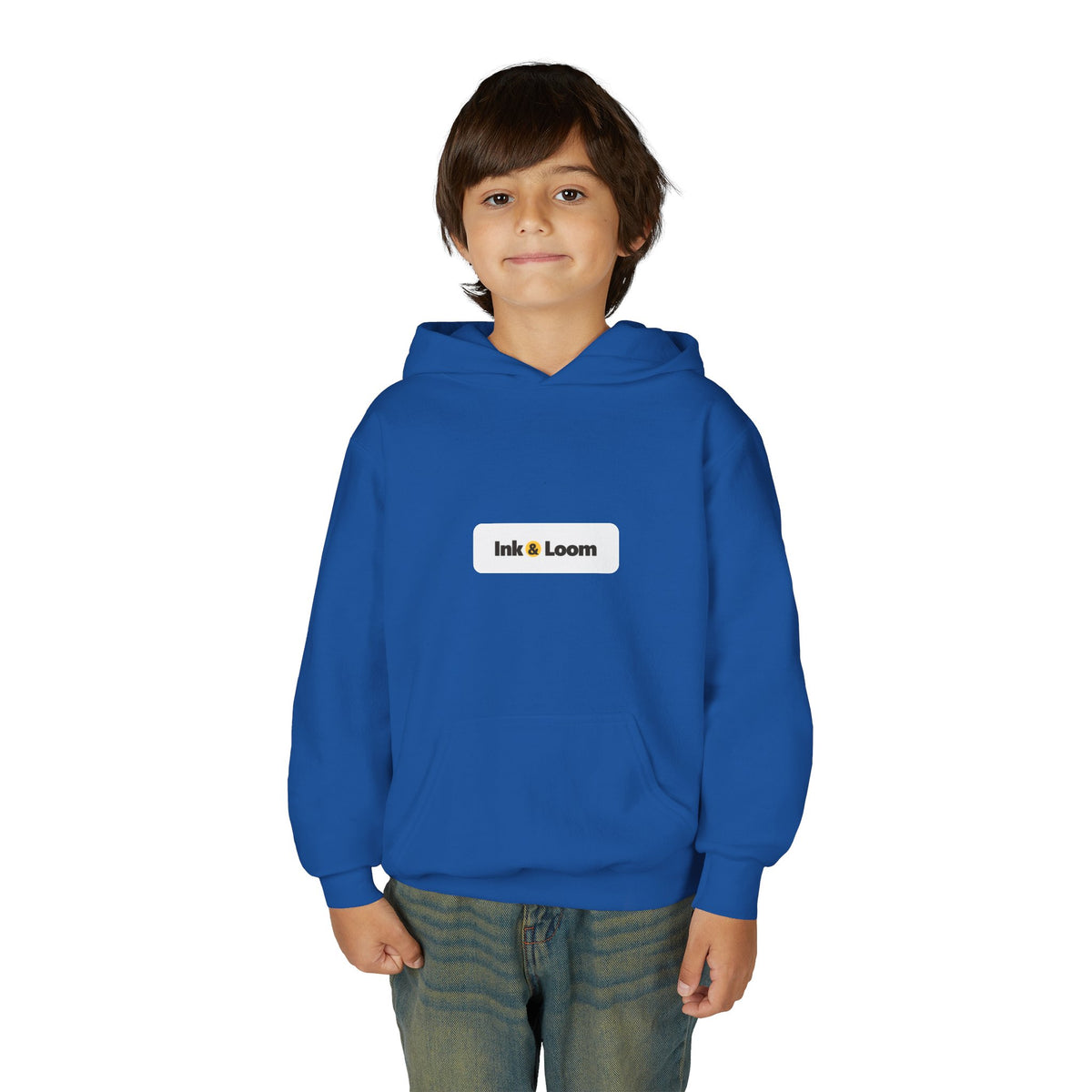 Little Legend Youth Hoodie, Dark Colors, personalized kids hoodie with a custom photo and name, Navy, front view