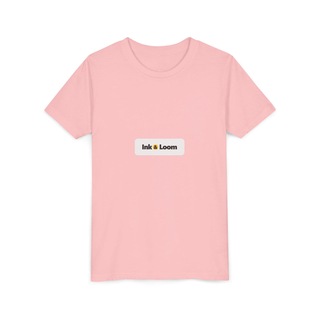 Little Legend Youth Tee, personalized kids t-shirt with a custom photo and name, Pink, worn, front view