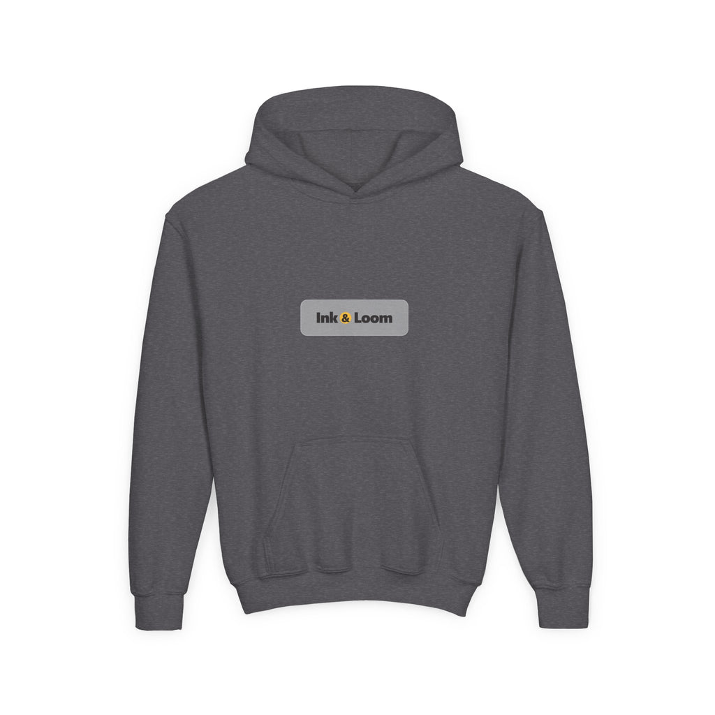 Little Legend Youth Hoodie, Dark Colors, personalized kids hoodie with a custom photo and name, Dark Heather, front view