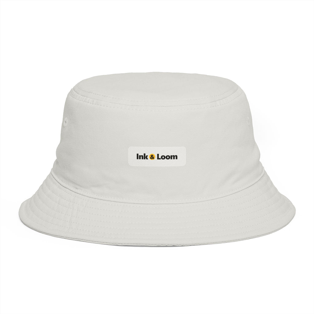 Sunny Days Bucket Hat, personalized bucket hat with a custom photo and name, Ecru, front view