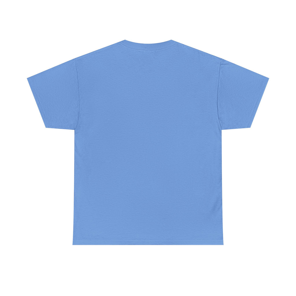 Heritage Heavy Cotton Tee, personalized heavy cotton t-shirt with a custom photo and name, Carolina Blue, worn, front view