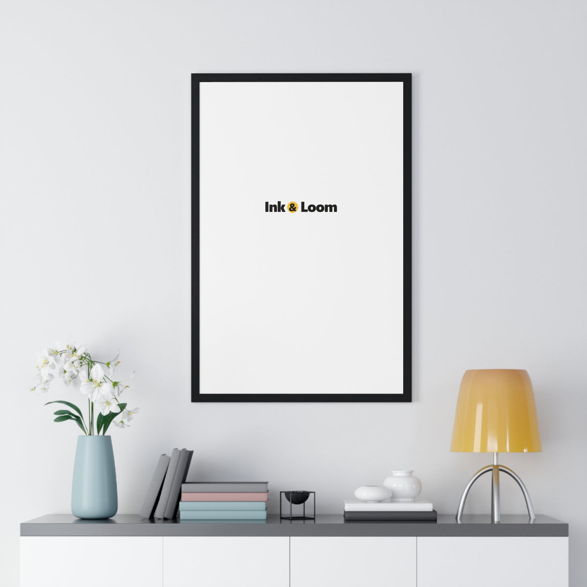 Gallery Framed Poster, personalized framed photo print with a custom photo and name, White, front view