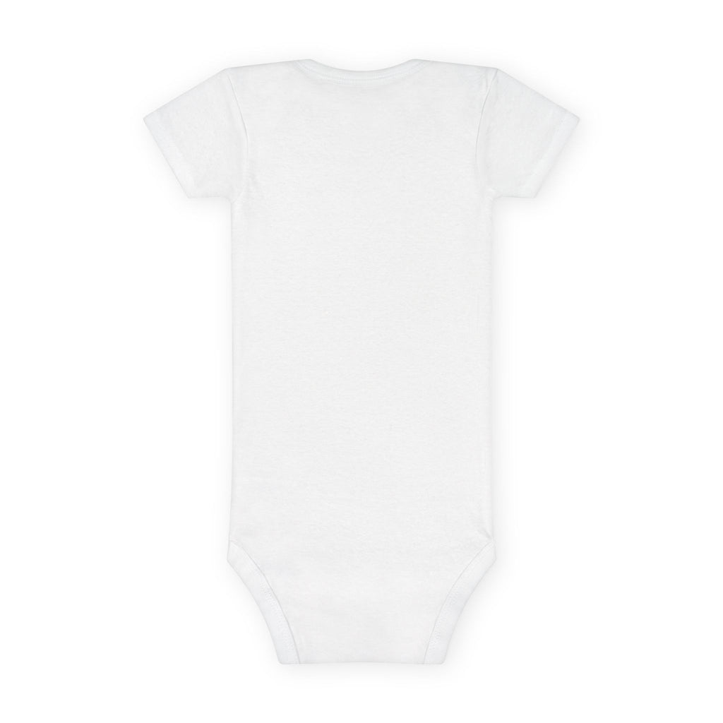 First Snuggles Baby Bodysuit, personalized baby bodysuit with a custom photo and name, Grey, front view