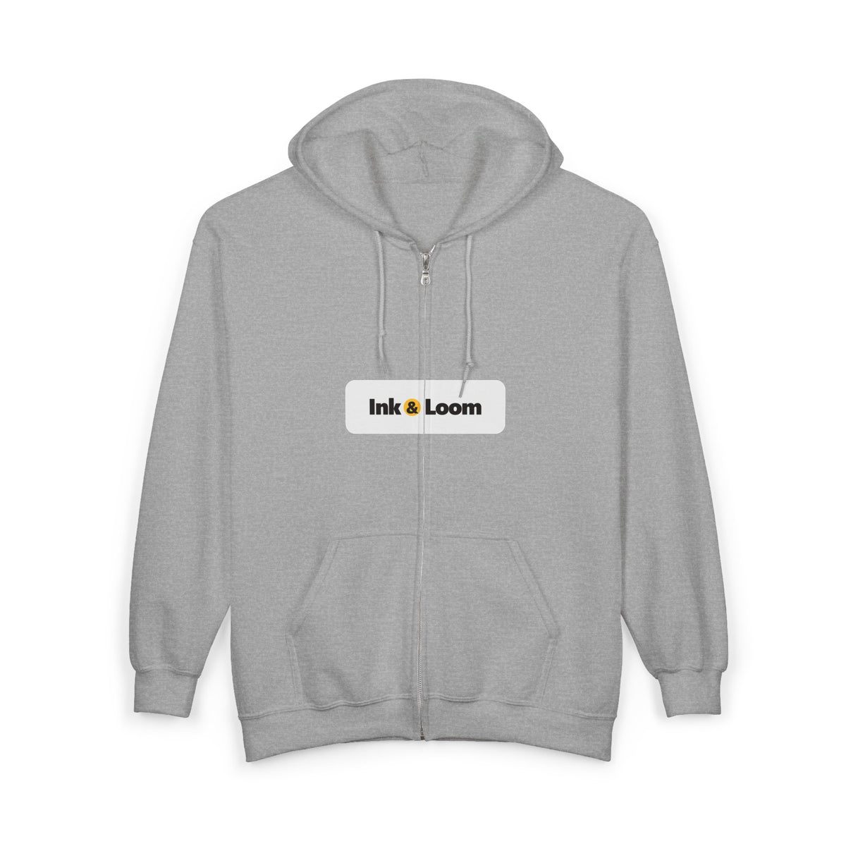 Open Road Full Zip Hoodie, personalized full zip hoodie with a custom photo and name, Sport Grey, worn, front view
